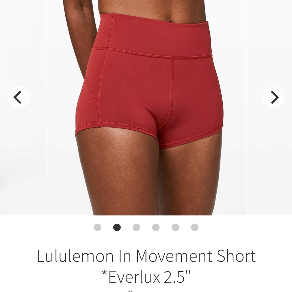 Lululemon In Movement Short *Everlux 2.5" Cayenne
